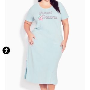 Women's Plus Size Relaxed Fit Sweet Dreams Aqua Maxi Nightdress